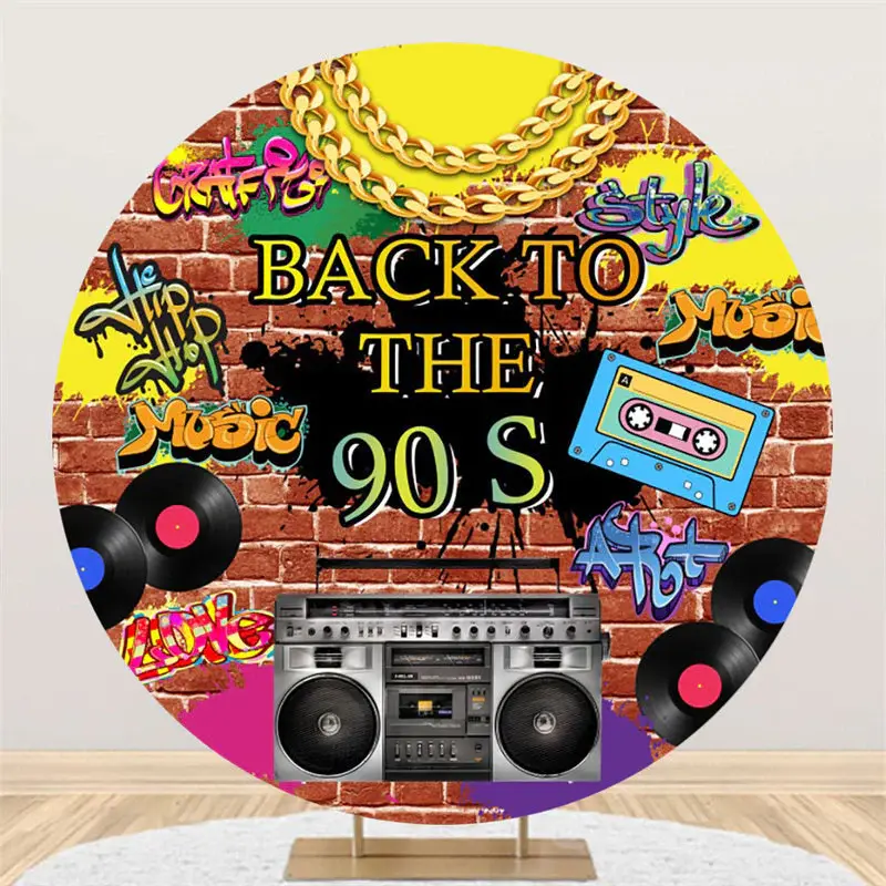 Aperturee Back To The 90S Hip Hop Music Round Dance Backdrop | Party Curtain Backdrop | Backdrop Sunflower Party Decorations ...