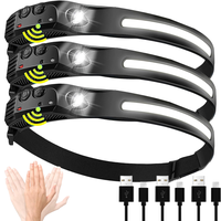 Rechargeable Headlamp, Led Light, Rechargeable 230° Wide Head Lamp with Motion Sensor for Adults, Night Headlamp Flashlight,...