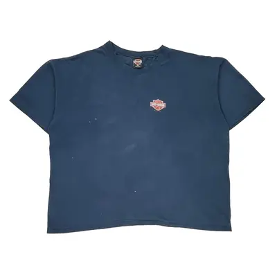 Harley Davidson Graphic T-Shirt - 2XL Blue Cotton