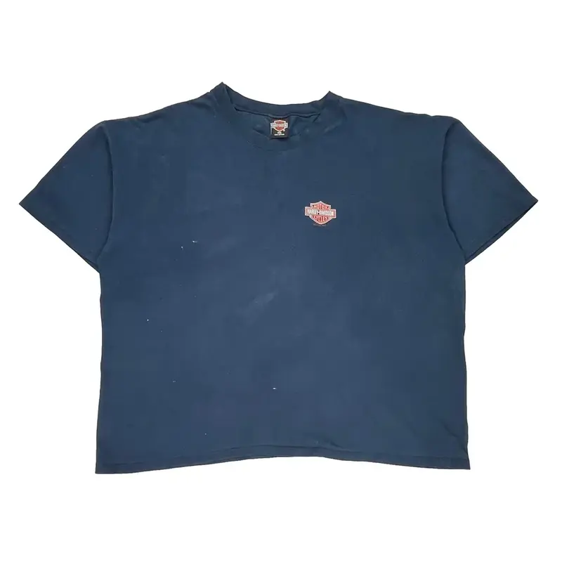 Harley Davidson Graphic T-Shirt - 2XL Blue Cotton