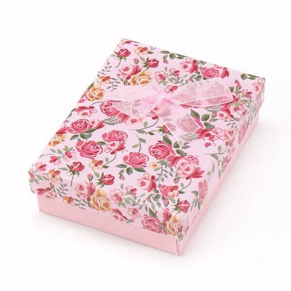 Flower Pattern Cardboard Jewelry Packaging Box
