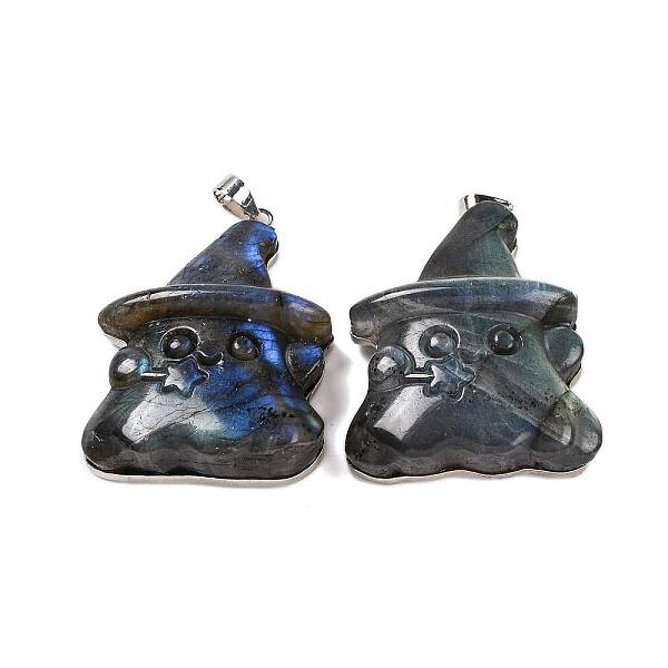 Natural Labradorite Carved Pendants