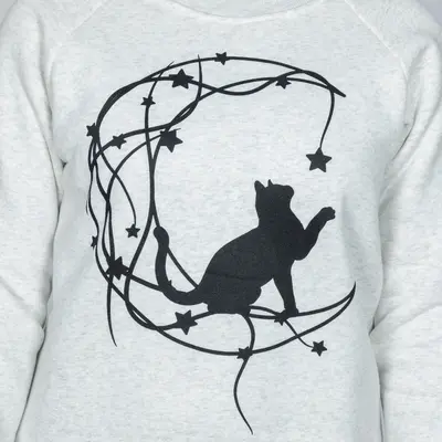 Moon Star Cat Crew Sweatshirt - 2X