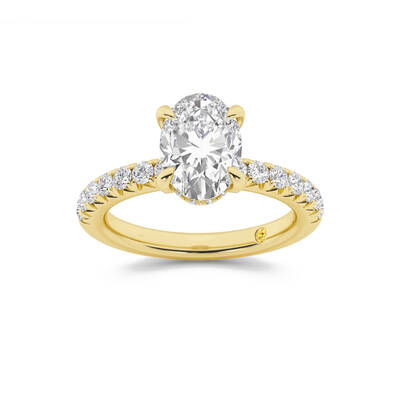 Embers Half Coverage Hidden Halo Oval Lab Grown Diamond Engagement Ring | 10K Yellow Gold 3 3/4 CT. TW.