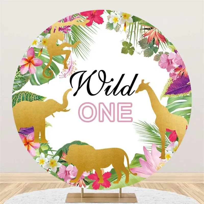Aperturee Wild One Birthday Safari Round Backdrops For Kids | Circle Party Backdrop | Circular Birthday Backdrop Cover | Roun...