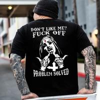 DON'T LIKE ME Off Nun Black Print Hoodie - Tattoo Street Wear Casual Cotton Sweatshirt, Unisex, Minimalist Style, Trending fo...