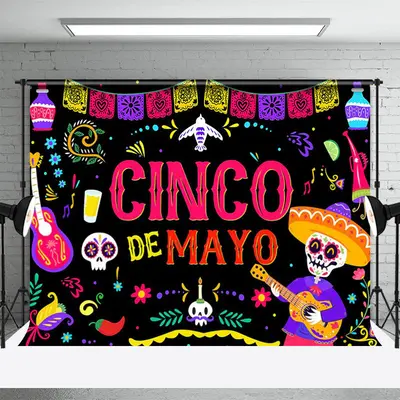 Cinco De Mayo Skeletons Mexican Fiesta Backdrop - Aperturee