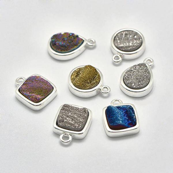 Electroplated Natural Druzy Agate Pendants