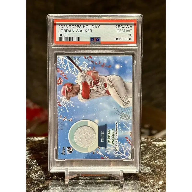 Jordan Walker PSA 2023 Topps Holiday RC RELIC Rookie Jersey 10 GEM MINT POP 2!
