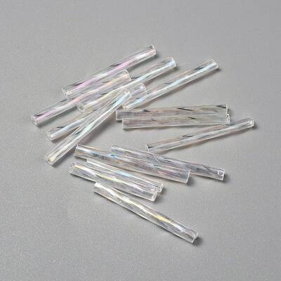 Transparent Colours Rainbow Glass Twist Bugle Beads