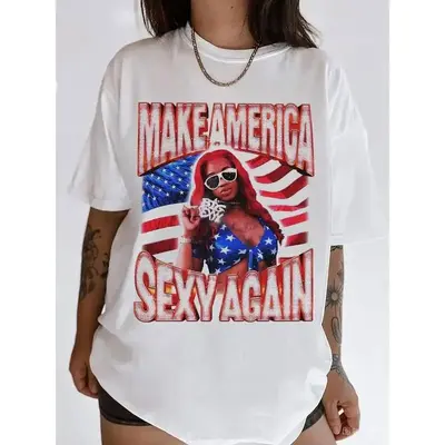 Sexy Red Shirt, Make American Sexxy Again Tee, Vintage T Shirt, Vintage Bootleg, Funny USA T Shirt, Y2K, Unisex Tshirt, Gifts...