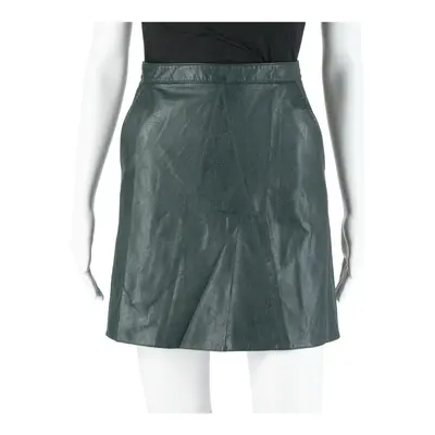 ZARA BASIC Leather Feel Womens Straight Skirt Green Short XS