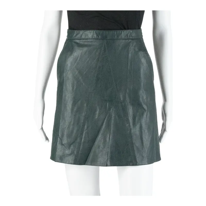 ZARA BASIC Leather Feel Womens Straight Skirt Green Short XS