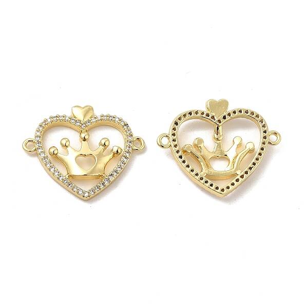 Brass Micro Pave Clear Cubic Zirconia Connector Charms
