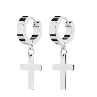 GTHIC Stainless Steel Simple Cross Hoop Earrings Dangle Earrings for Men Women Daily Statement Jewelry