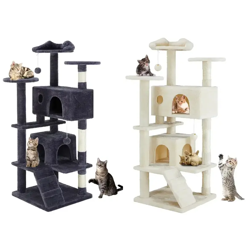 Multi-Functional Cat Tree Tower for Indoor Cats, Cat Climbing Frame Pet Furniture with Scratching Post, Cat House Lounge and ...