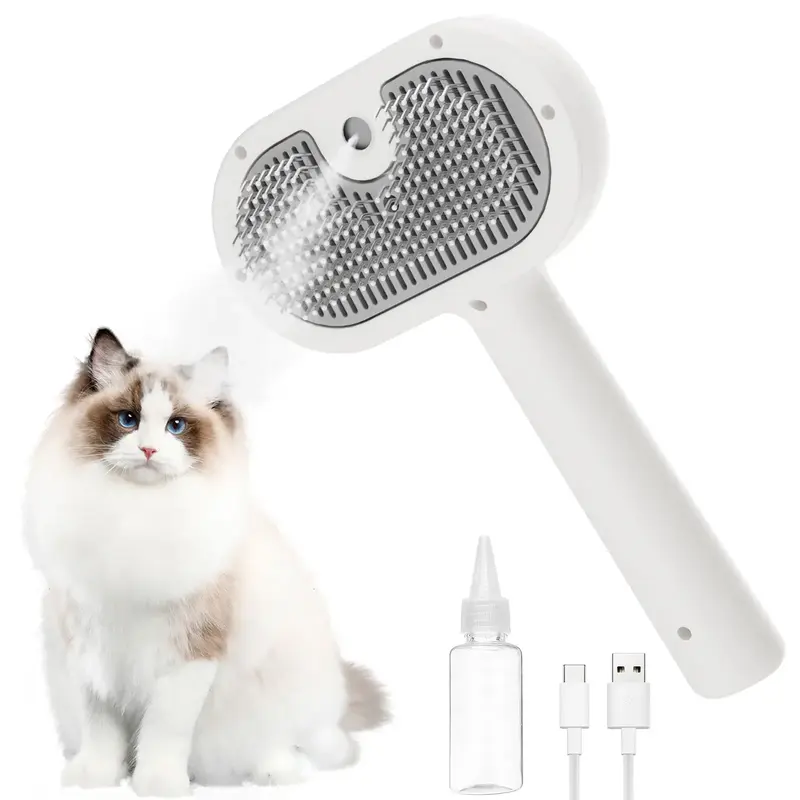 FURGO Cat Steam Brush for Shedding,3 in 1 Steam Pet Brush for Cats & Dogs, Efficient Hair Removal & Cleaning, Pet Hair Remova...