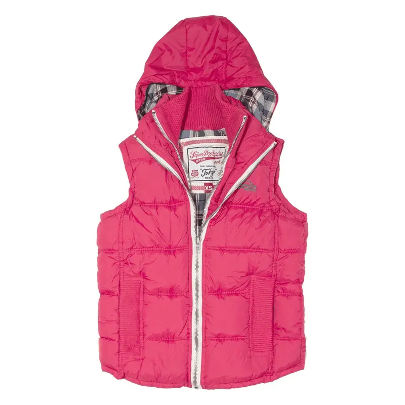 SUPERDRY Puffer Gilet Pink Nylon Womens XS