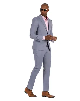 Stretch Fabric - Gray Light Weight Suit - Slim Fitted Suit Style #