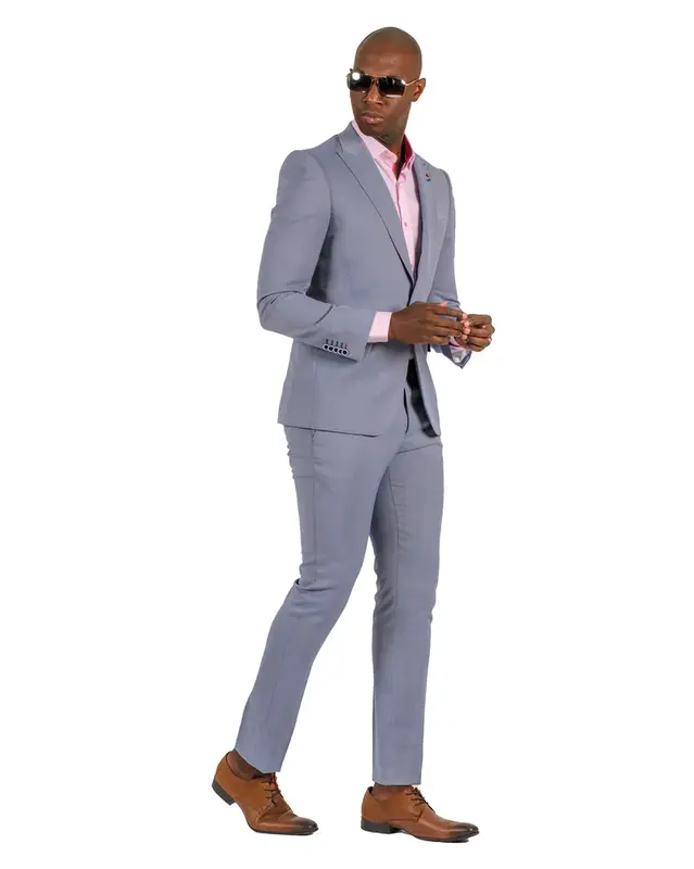 Stretch Fabric - Gray Light Weight Suit - Slim Fitted Suit Style #