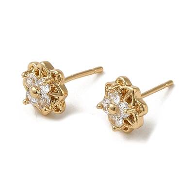 Brass Micro Pave Cubic Zirconia Stud Earring