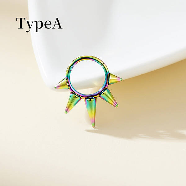 316 Surgical Stainless Steel Spike Hoop Nose Rings