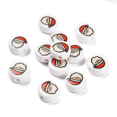 Christmas Theme Printed Opauqe Acrylic Beads
