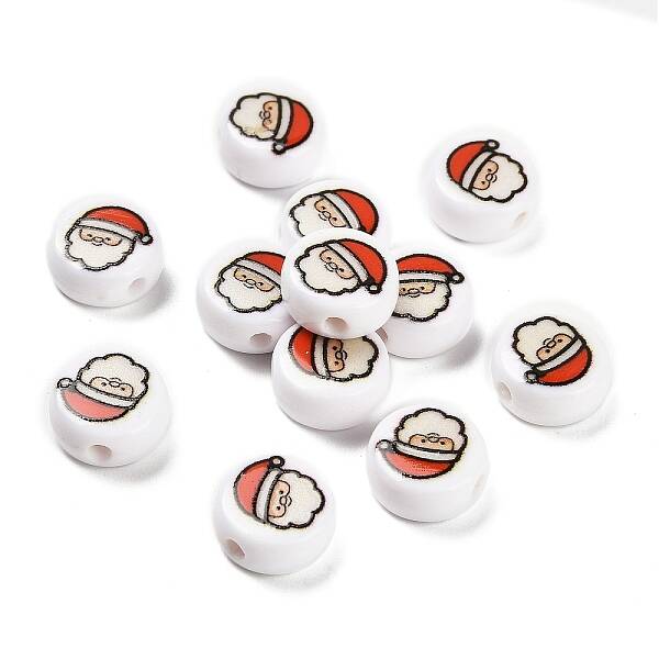 Christmas Theme Printed Opauqe Acrylic Beads
