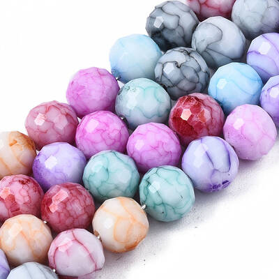 Opaque Baking Painted Crackle Glass Beads Strands