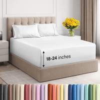 Soft Microfiber 4 Piece Deep Pocket Sheet Set, Designed for 18-24 Inches Deep Mattresses, Great for Pillowtops & Memory Foam ...