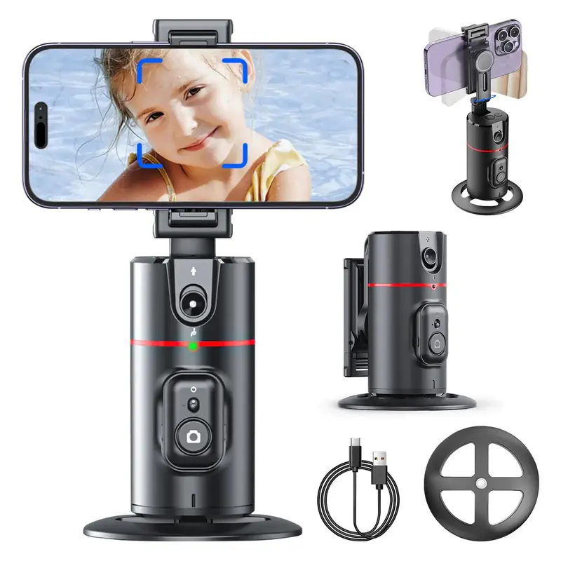 Auto Face Tracking Tripod, VIPITH 360° Rotation Phone Camera Mount Smart Shooting Phone Tracking Holder Tracking Phone Holde...