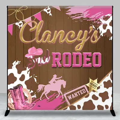 Custom Name Redeo Western Pink Birthday Backdrop - Aperturee