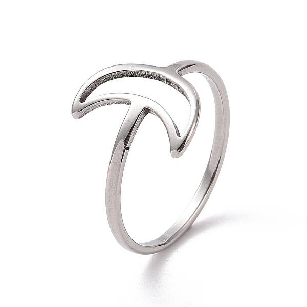 Non-Tarnish 201 Stainless Steel Crescent Moon Finger Ring