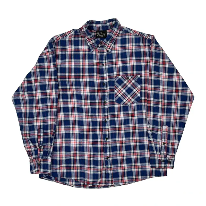 Made In Usa The Vermont Flannel Co Checked Flannel Shirt - XL Blue Cotton