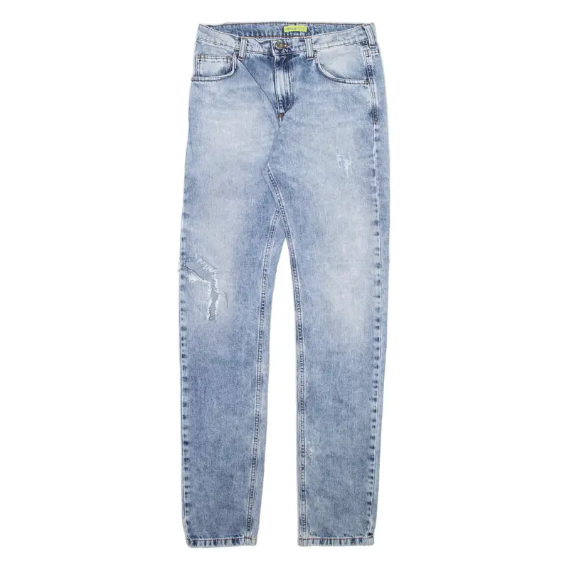 VERSACE JEANS Distressed Mens Jeans Blue Slim Straight Acid Wash W30 L34