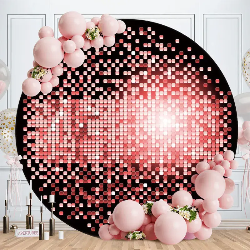 Aperturee Black And Pink Round Bokeh Birthday Backdrop