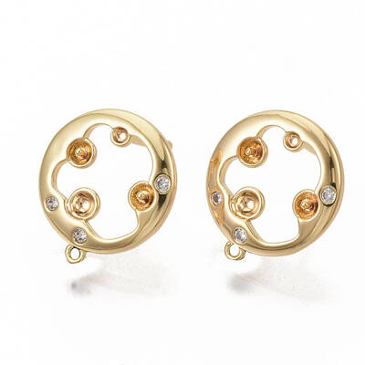 Brass Cubic Zirconia Stud Earring Findings