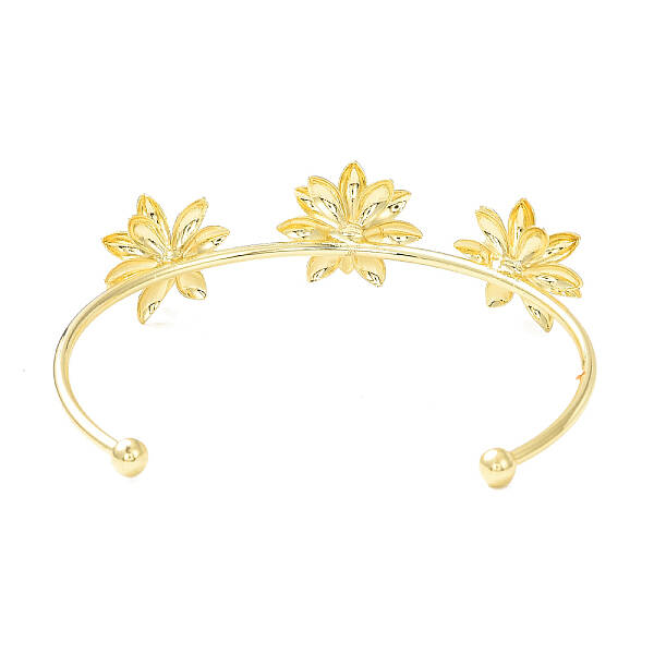 Alloy Flower Open Cuff Bangle for Women
