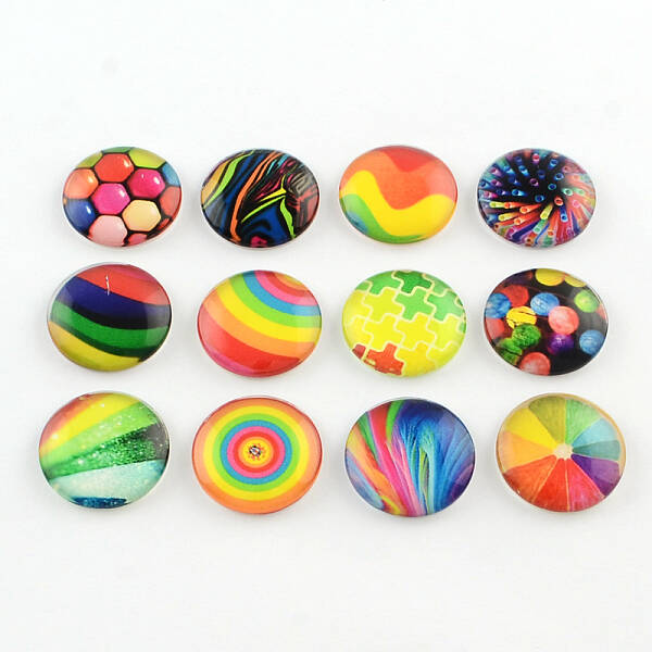 Half Round/Dome Mix Photo Glass Flatback Cabochons for DIY Projects