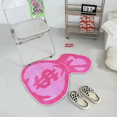 Creative Design Soft Plush Area Rug, 1 Count Irregular Non-slip Fuzzy Bedside Rug, Indoor Floor Mat for Kids' Room Bedroom Li...