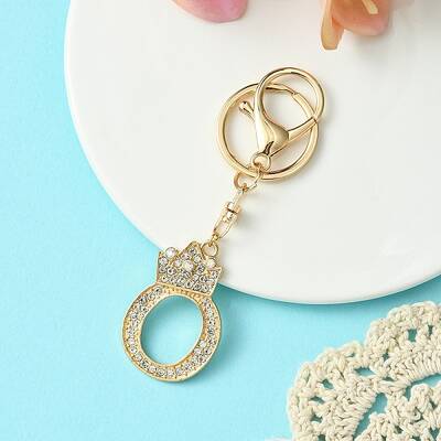 Golden Alloy Rhinestone Keychain