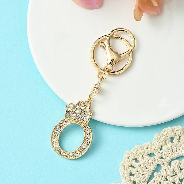 Golden Alloy Rhinestone Keychain