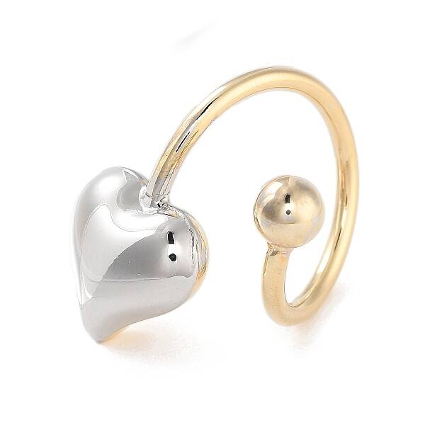 Brass Heart Open Cuff Ring for Women