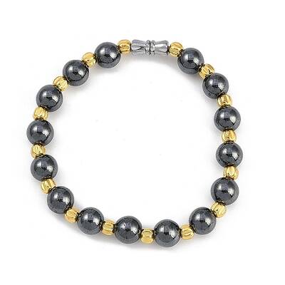 Synthetic Non-magnetic Hematite Beaded Stretch Bracelets for Women Men