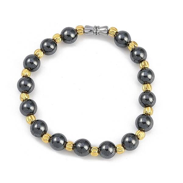 Synthetic Non-magnetic Hematite Beaded Stretch Bracelets for Women Men