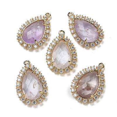 Natural Amethyst Faceted Teardrop Pendants