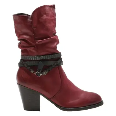 RIEKER Ankle Boots Red Leather Womens UK 5