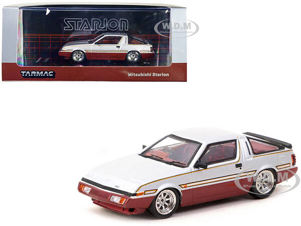Mitsubishi Starion RHD (Right Hand Drive) Silver Metallic and Dark Red with Red Interior with Extra Wheels \