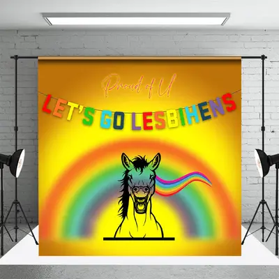 Lets Go Lesbihens Rainbow Bokeh Pride Month Backdrop - Aperturee