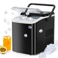 【Deal】Sweet Furniture S-Countertop Ice Maker, Portable Ice Machine Self-Cleaning with Scoop, Basket and Handle, 9 Cubes i...